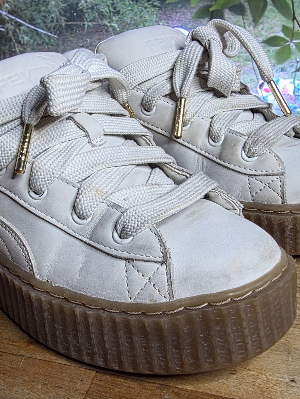 Puma x Fenty Rihanna Creeper Phatty white gum platform sneakers